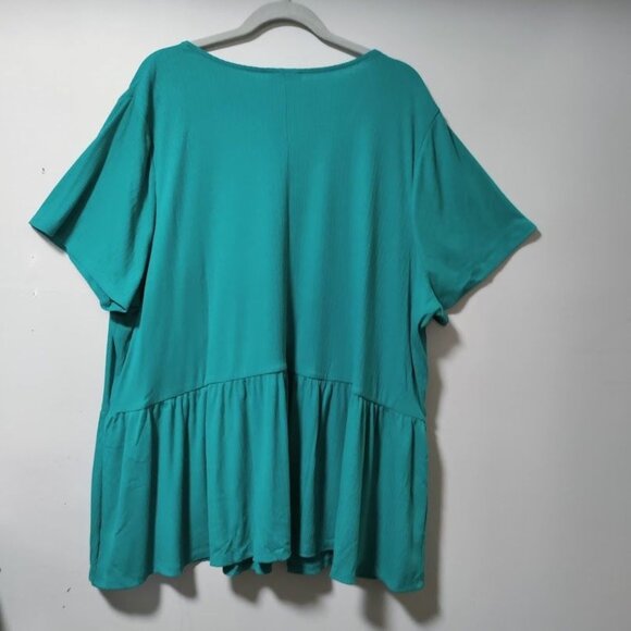 NWT Lane Bryant Peplum Babydoll Tunic Top Waffle Knit Green Womens Plus 26/28 - Picture 3 of 11